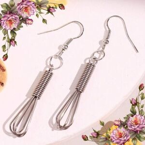 Unique Housewife Chef Inspired Whisk Dangle Earrings